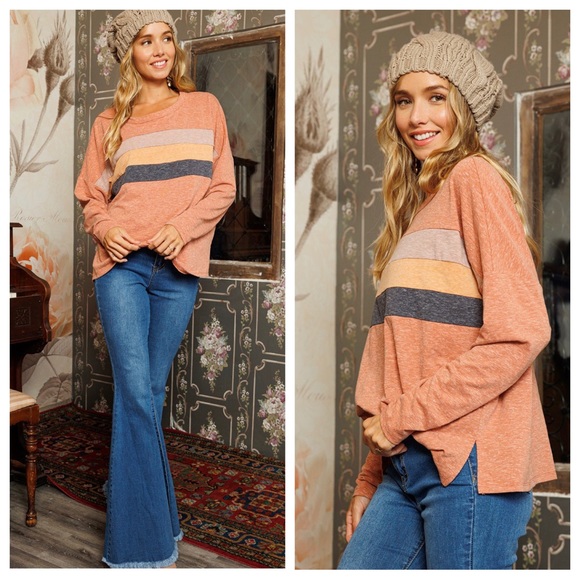 #43 Multi Color Block Crew-Neck Cozy Stylish Top - Picture 3 of 7